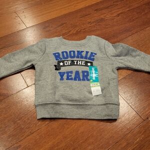 NWT Baby boy 'Rookie of the Year' football grey fleece sweatshirt size 6-9mos